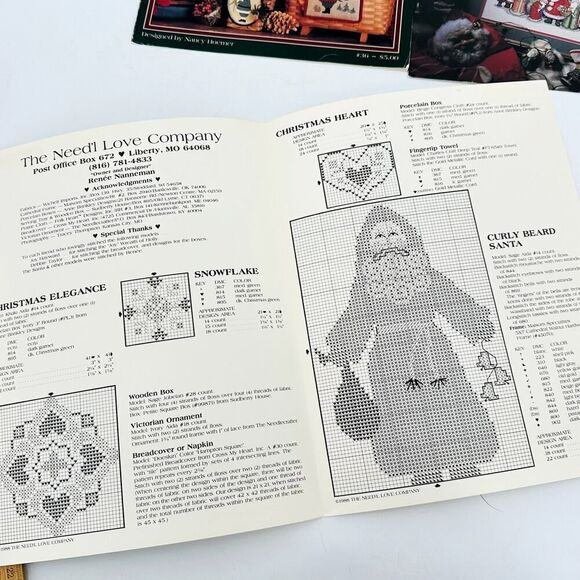CHRISTMAS Santa Claus Cross Stitch Pattern Booklets Vintage St. Nick Primitive - Picture 7 of 9